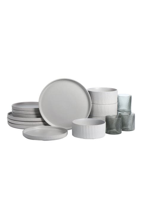 Haven Stoneware 32-Piece Dinnerare Set with Glasses