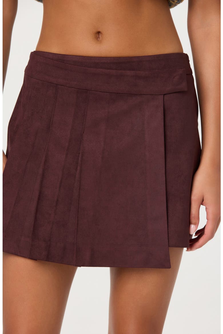 Theodora Faux Suede Miniskirt, Alternate, color, EGGPLANT