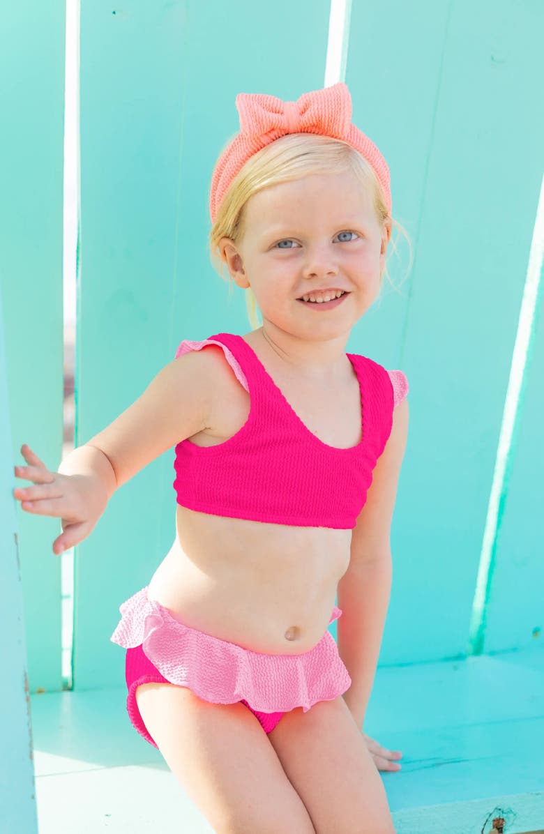 Limeapple Infant Crinkle Ruffle Bikini, Alternate, color, Pink