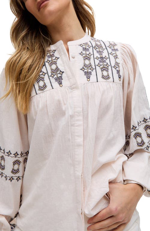 Raffya Demi Embroidered Ballon Sleeve Shirt In White