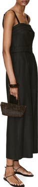 MANGO Belted Sleeveless Linen Blend Jumpsuit