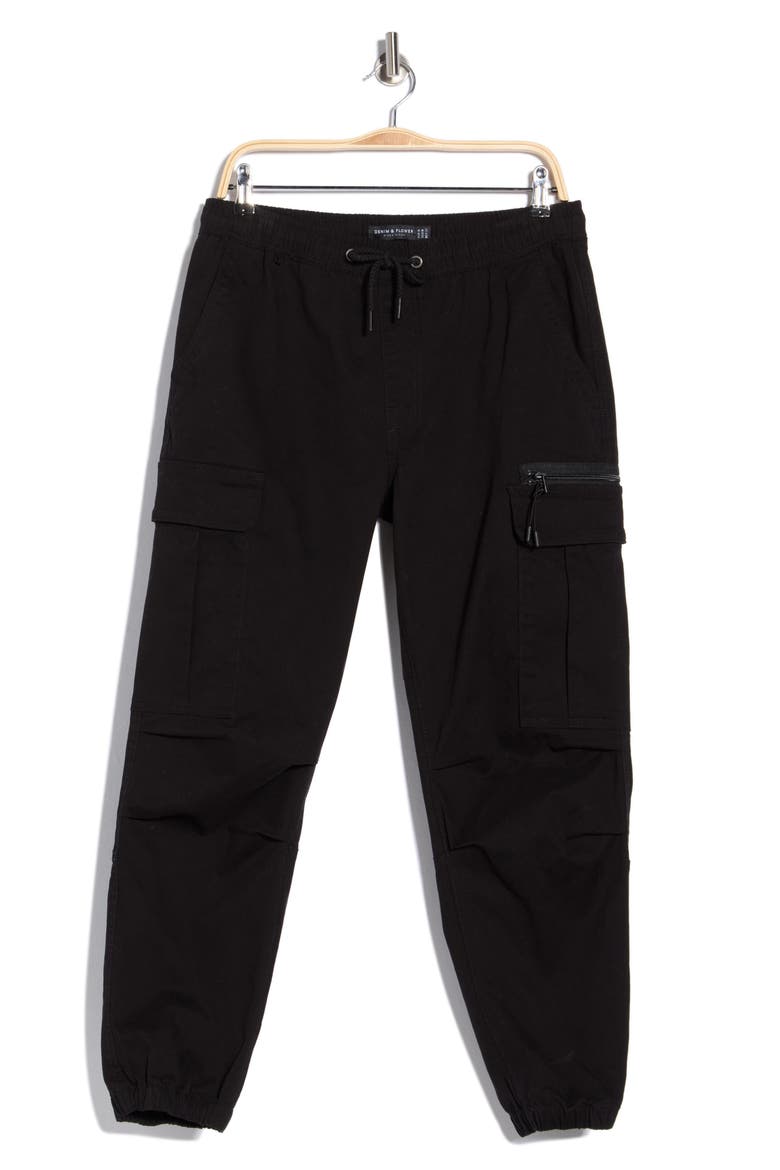 Stretch Cotton Cargo Joggers, Main, color, BLACK