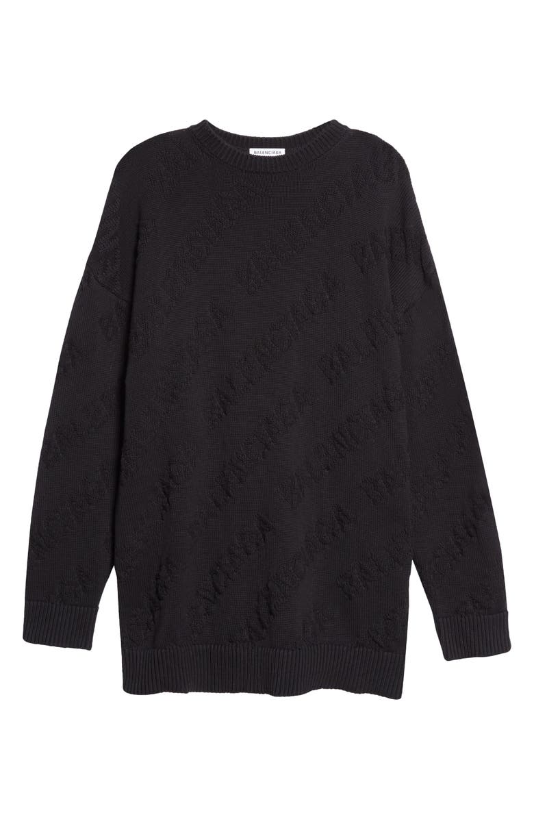 Balenciaga Tonal Logo Jacquard Cotton Sweater, Alternate, color, 
