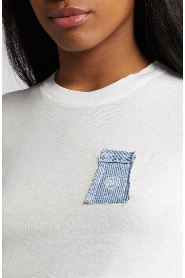 Denim Logo Patch Organic Cotton & Hemp Crop T-Shirt, Alternate, color, WHITE