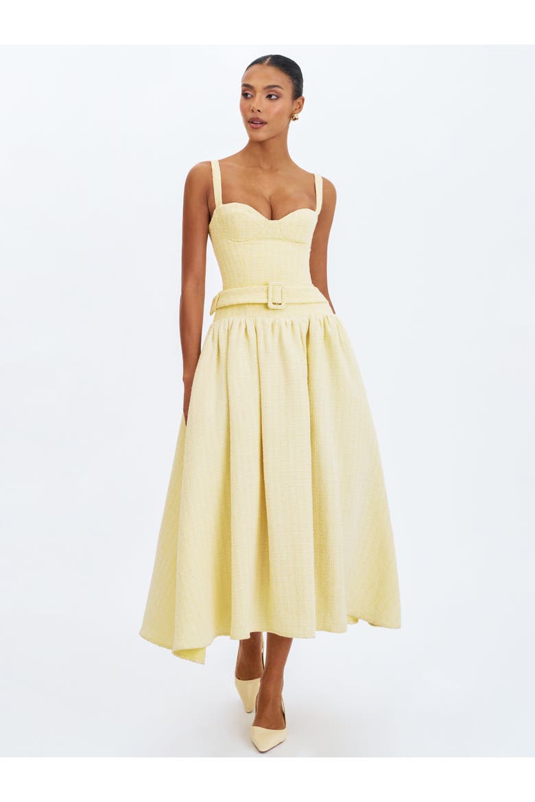 Tiana Sweetheart Belted Midi Dress, Alternate, color, Yellow
