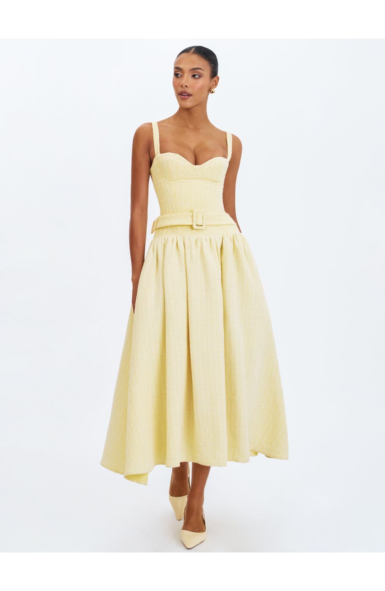 Miss Circle Tiana Sweetheart Belted Midi Dress, Alternate, color, Yellow