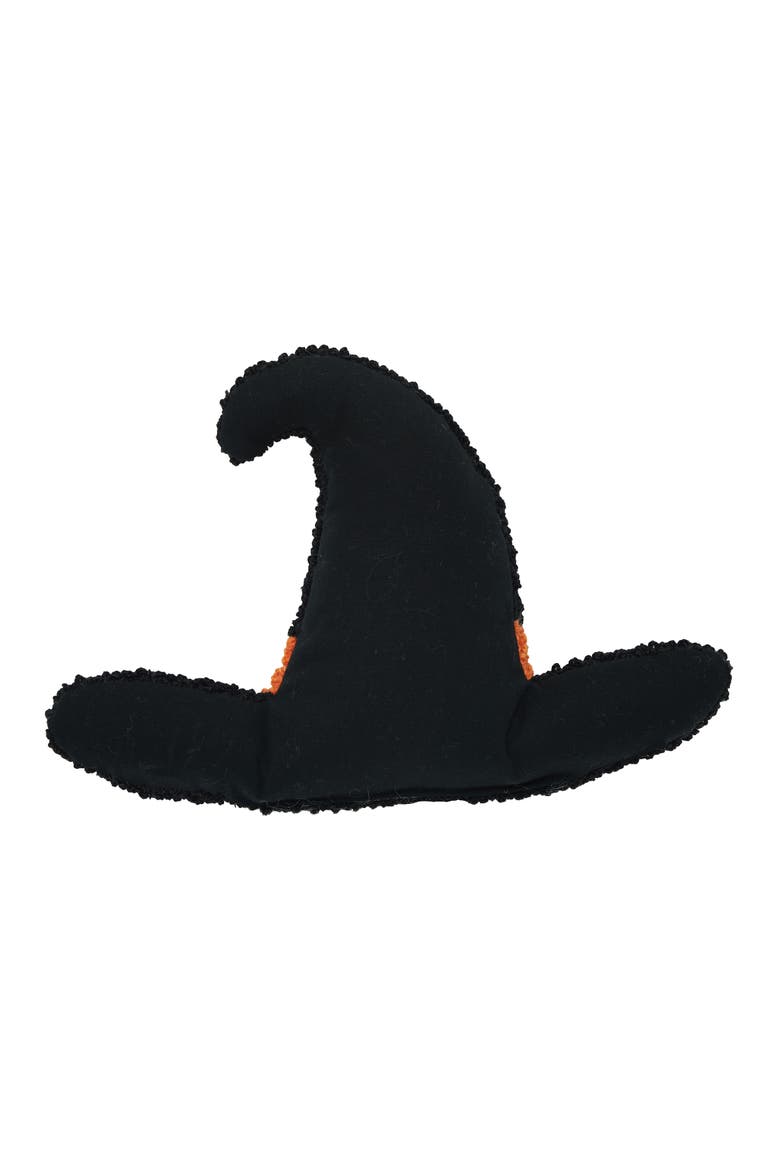 Witch Hat Shaped Halloween Hooked Accent Throw Pillow 8" x 12", Alternate, color, Black