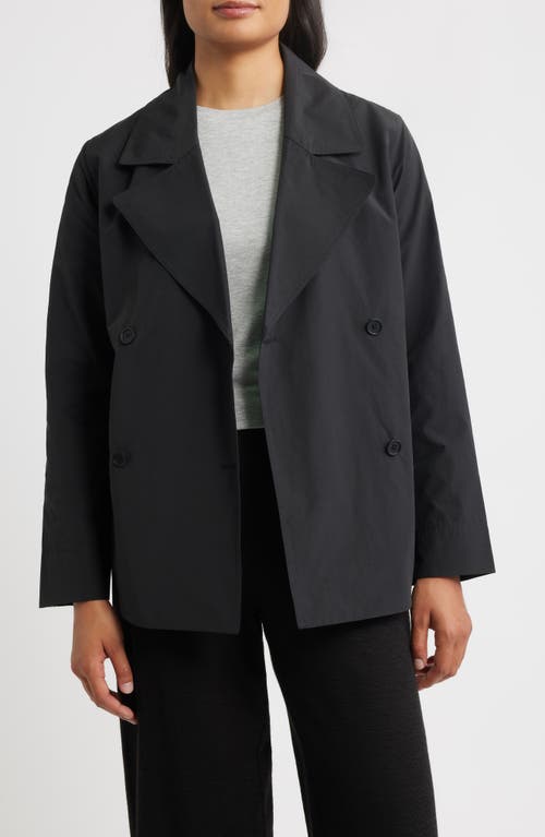 Eileen Fisher Organic Cotton Blend Crop Trench Coat In Black