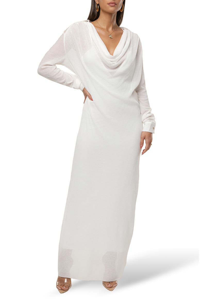 Savanna Cowl Neck Long Sleeve Maxi Dress, Alternate, color, IVORY