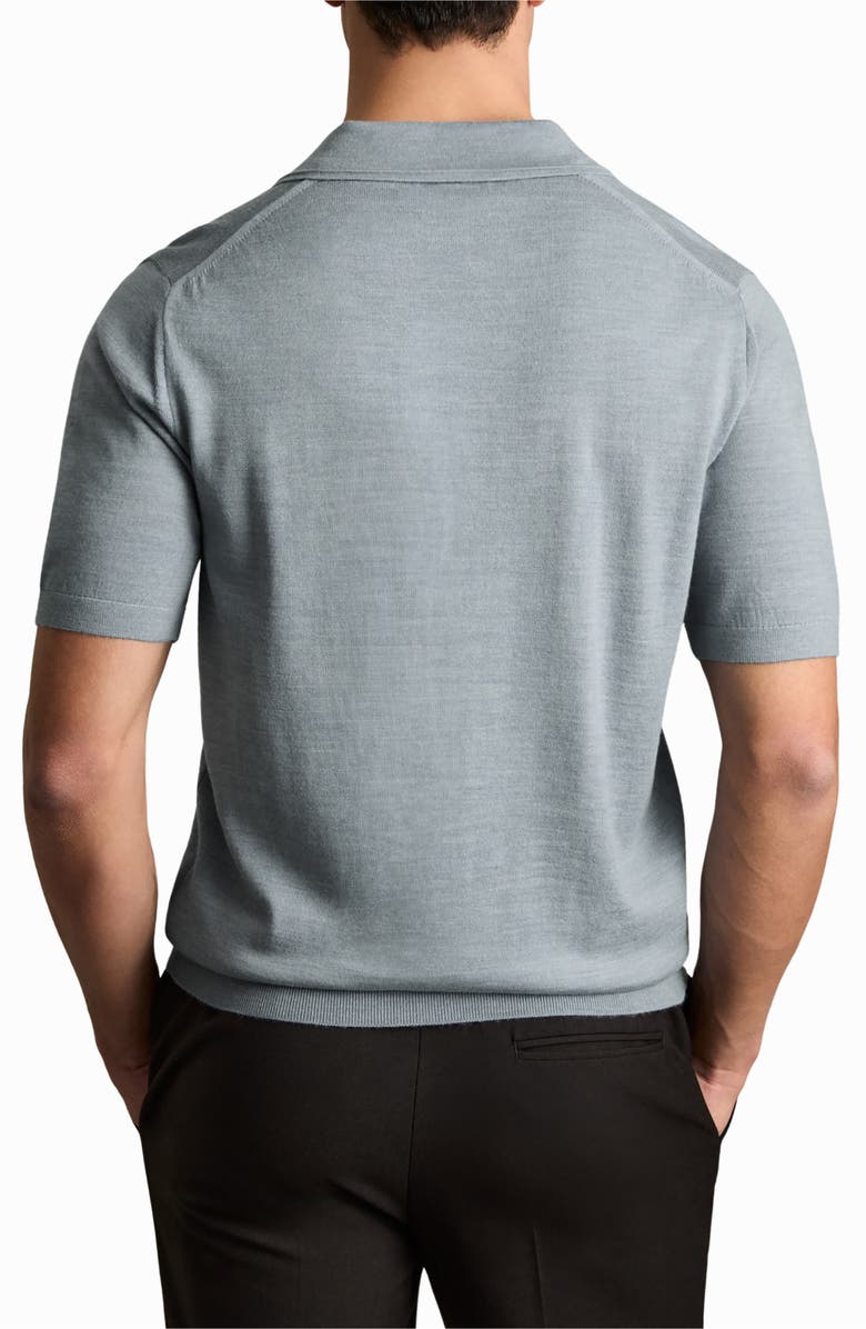 Reiss Duchie Johnny Collar Short Sleeve Wool Polo Sweater, Alternate, color, Soft Blue Melange