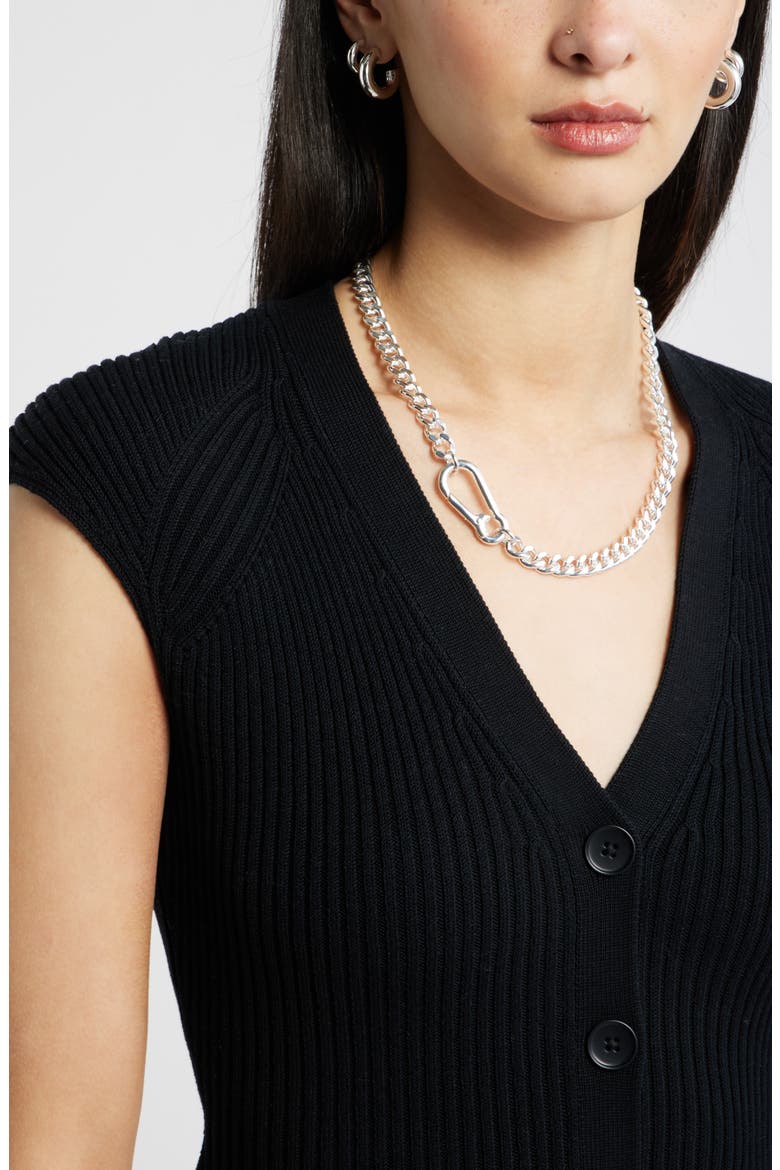 Carabiner Curb Chain Necklace, Alternate, color, SILVER