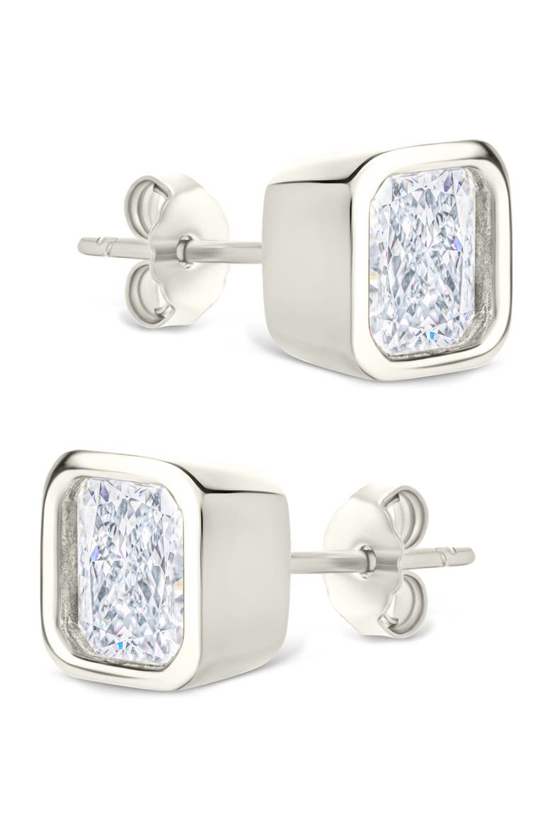 Radiant Cut Cubic Zirconia Stud Earrings, Alternate, color, SILVER