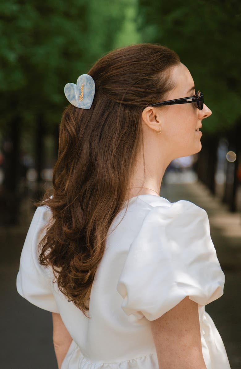 Solar Eclipse Mama Bear Hand Painted Claw Clip, Alternate, color, Baby Blue