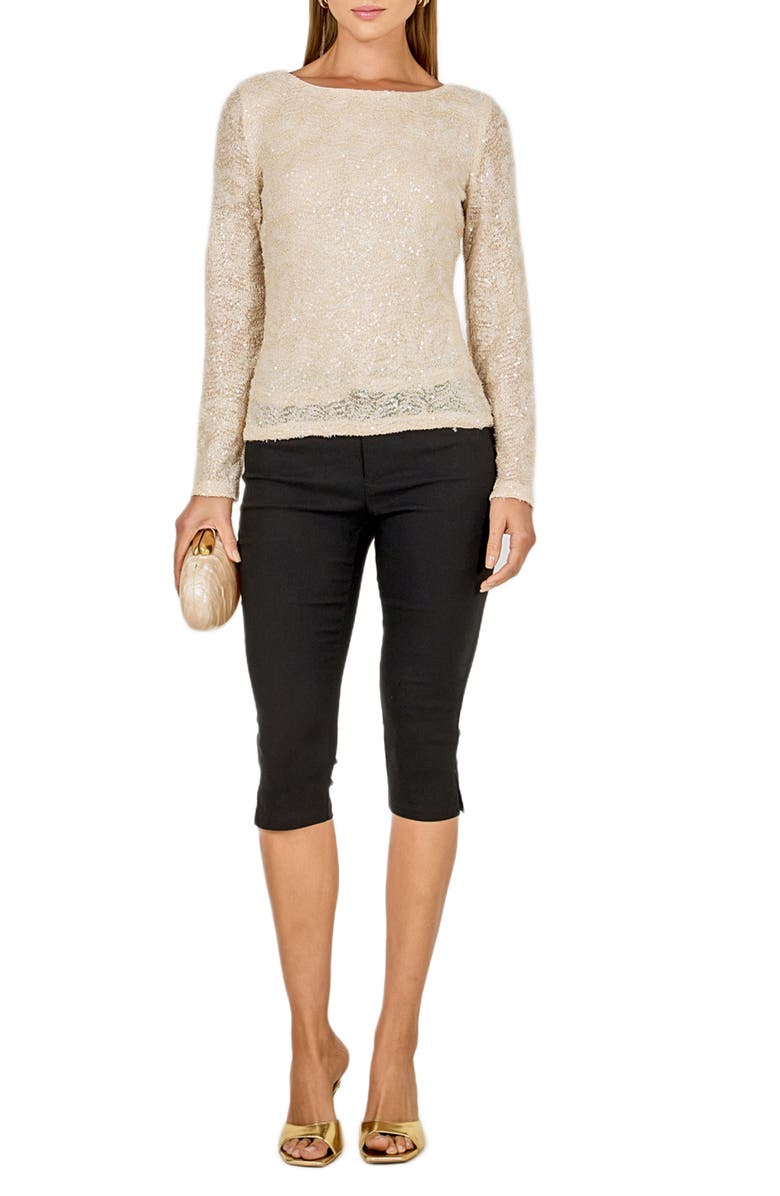 Endless Rose Sequin Scoop Neck Top, Alternate, color, Beige