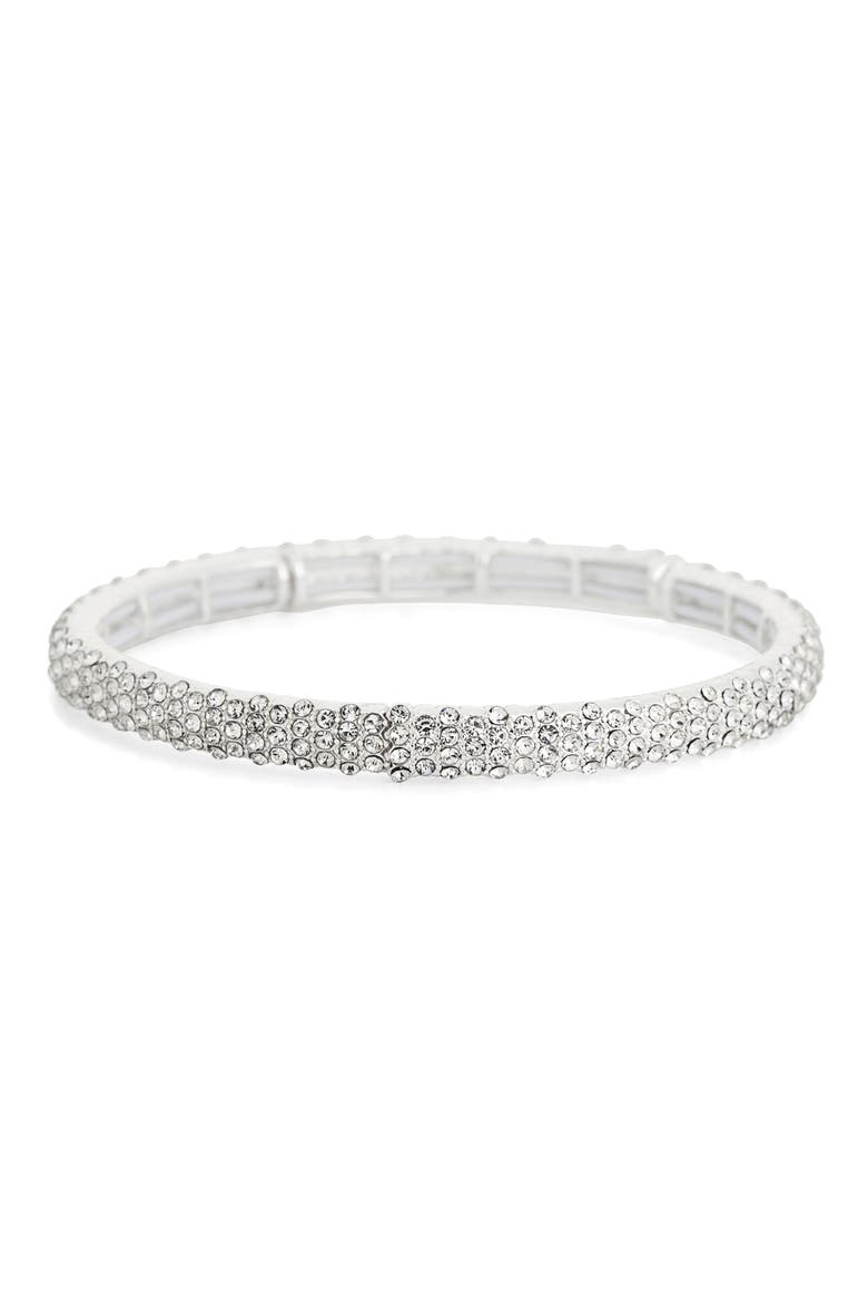 Pavé Cubic Zirconia Domed Stretch Bracelet, Main, color, CLEAR- SILVER