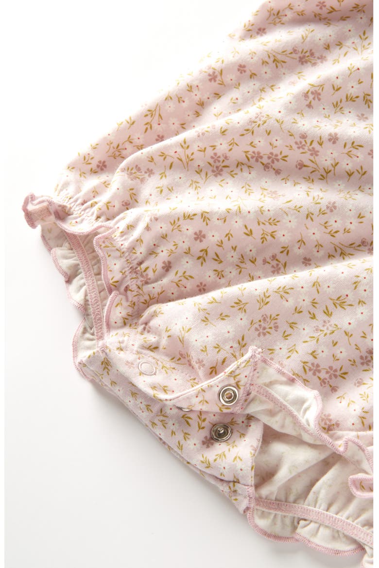 Print Smocked Bubble Romper, Alternate, color, PURPLE LIGHT WINDSWEPT FLORAL