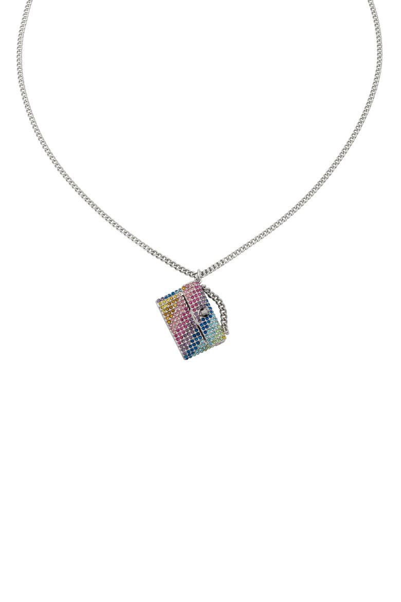 Rainbow Crystal Purse Pendant Long Necklace, Main, color, MULTI