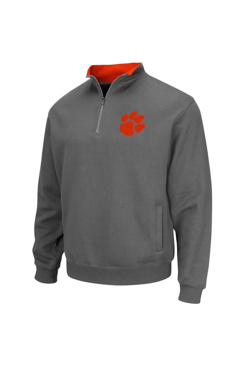 Men's Colosseum Charcoal Clemson Tigers Tortugas Logo Quarter-Zip Pullover Jacket, Alternate, color, Charcoal