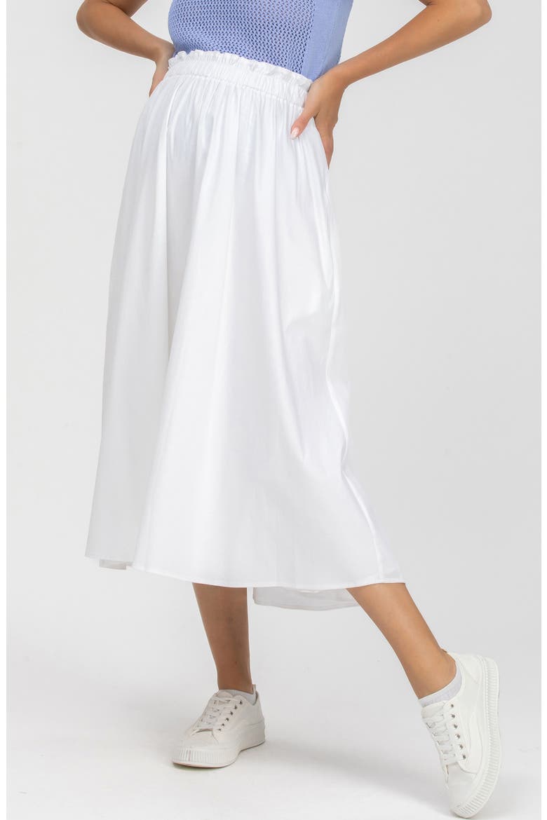 Poplin Maternity Midi Skirt, Alternate, color, WHITE