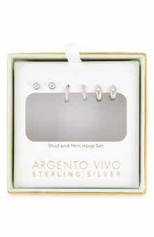 ARGENTO VIVO Pack of 3 Assorted Stud & Hoop Earrings