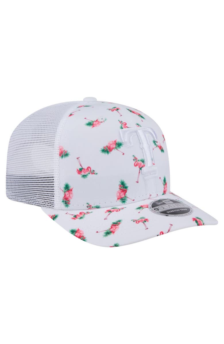 New Era Men's New Era White Texas Rangers Flamingo Mesh Back 9SEVENTY Stretch-Snap Hat, Alternate, color, White
