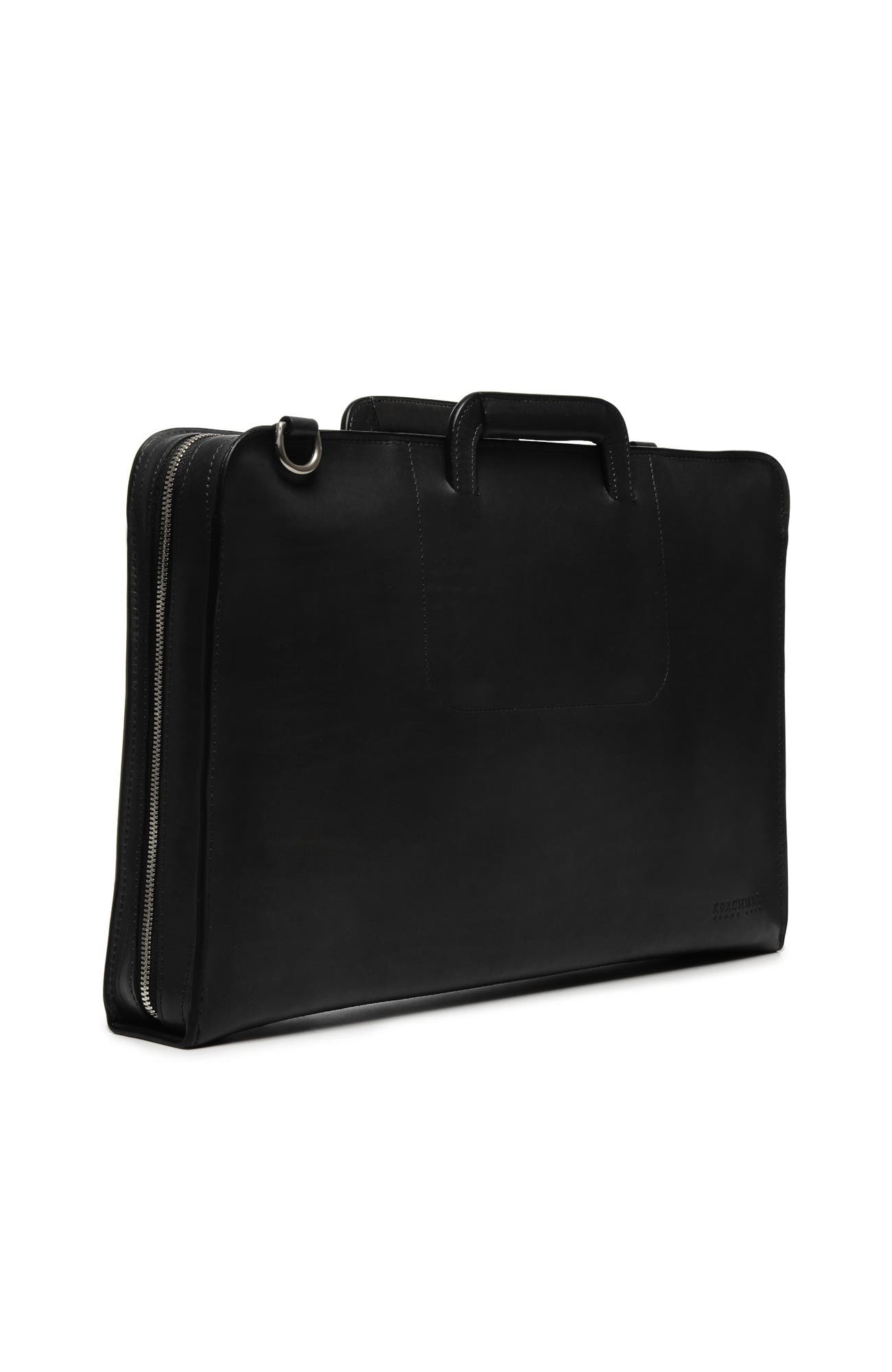 Jackson Zippered Leather Briefcase, Alternate, color, Black