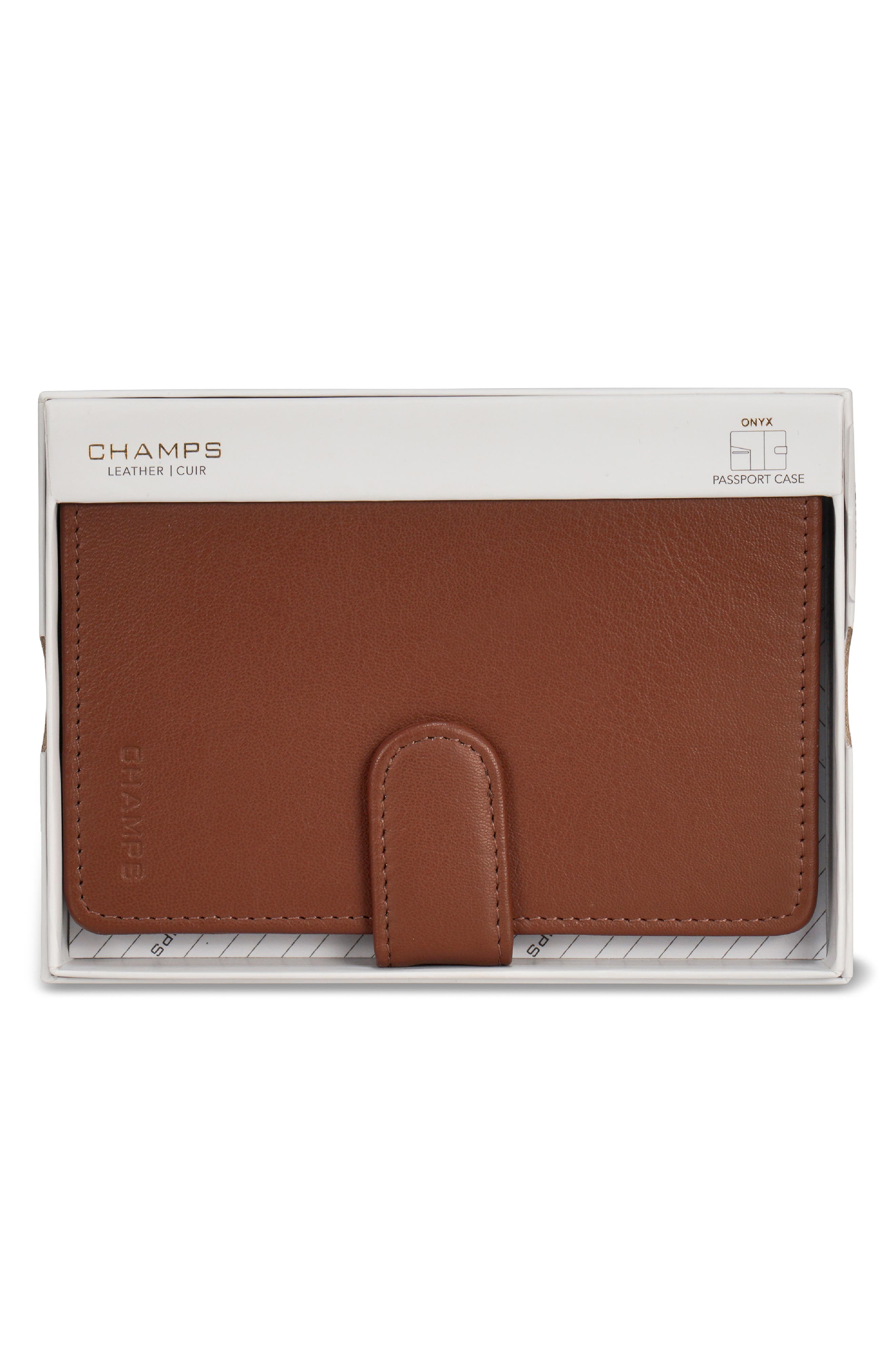 CHAMPS Leather Passport Case, Alternate, color, Brown