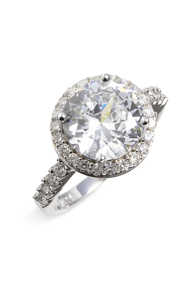 Round Pavé Stone Ring, Main, color, CLEAR CRYSTAL