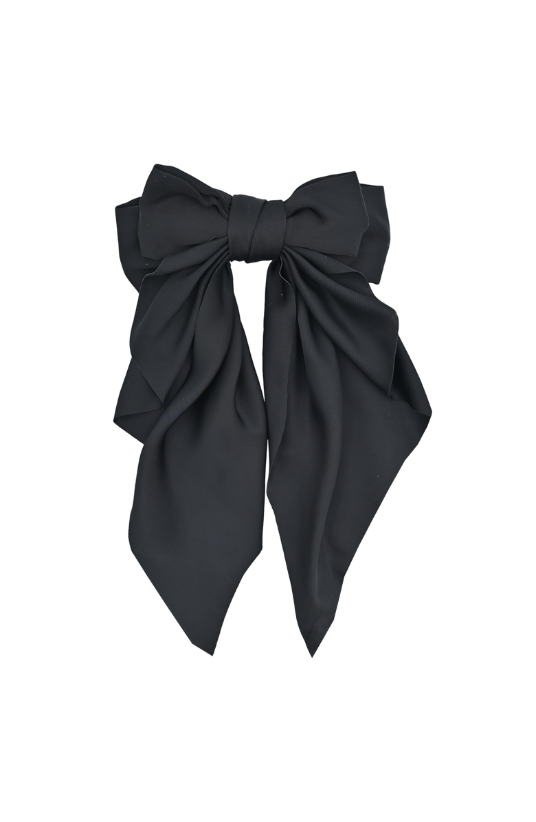 Tulleen Satin Ribbon Flowing Bow Hairclip, Main, color, Black
