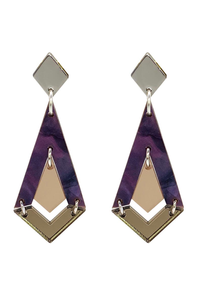 Toolally Art Deco Diamond Drops - Amethyst Pearl & Champagne, Main, color, Amethyst Pearl & Champagne