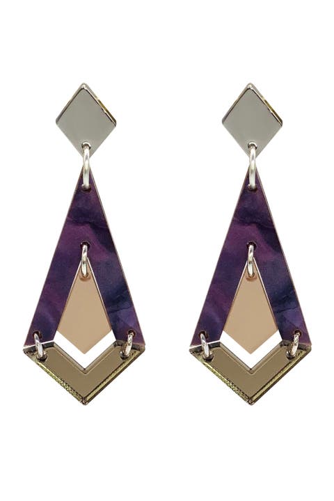 Art Deco Diamond Drops - Amethyst Pearl & Champagne