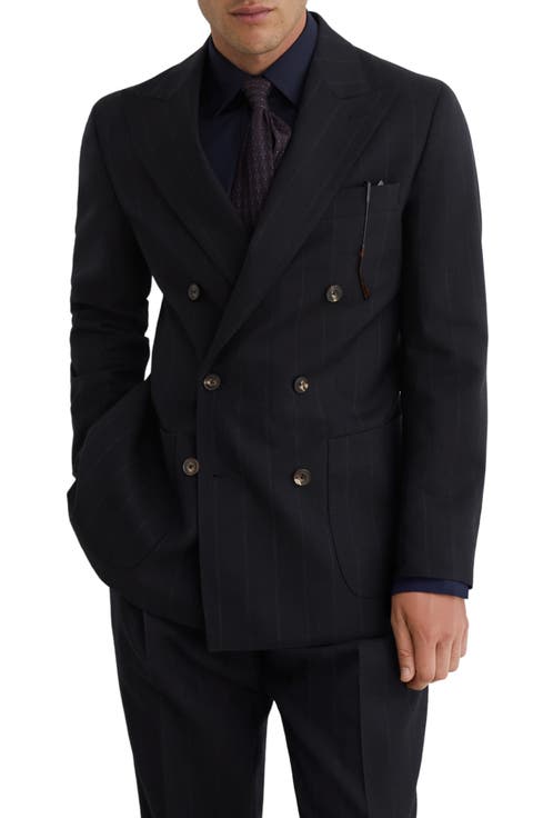 Valley Pinstripe Wool Double Breasted Dinner Jacket