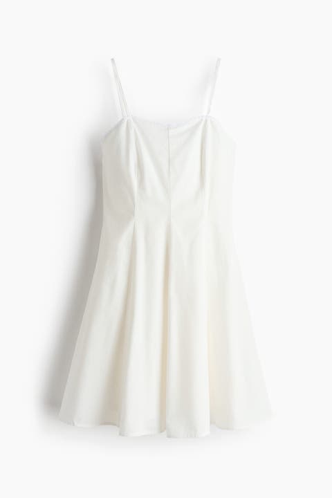 Flared-skirt Poplin Dress
