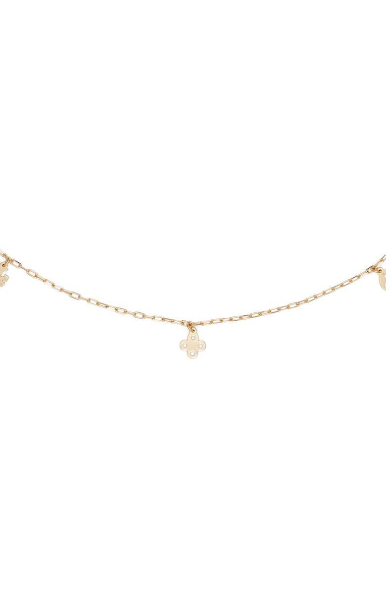 Tory Burch Forget Me Not Charm Station Necklace, Alternate, color, Tory Gold