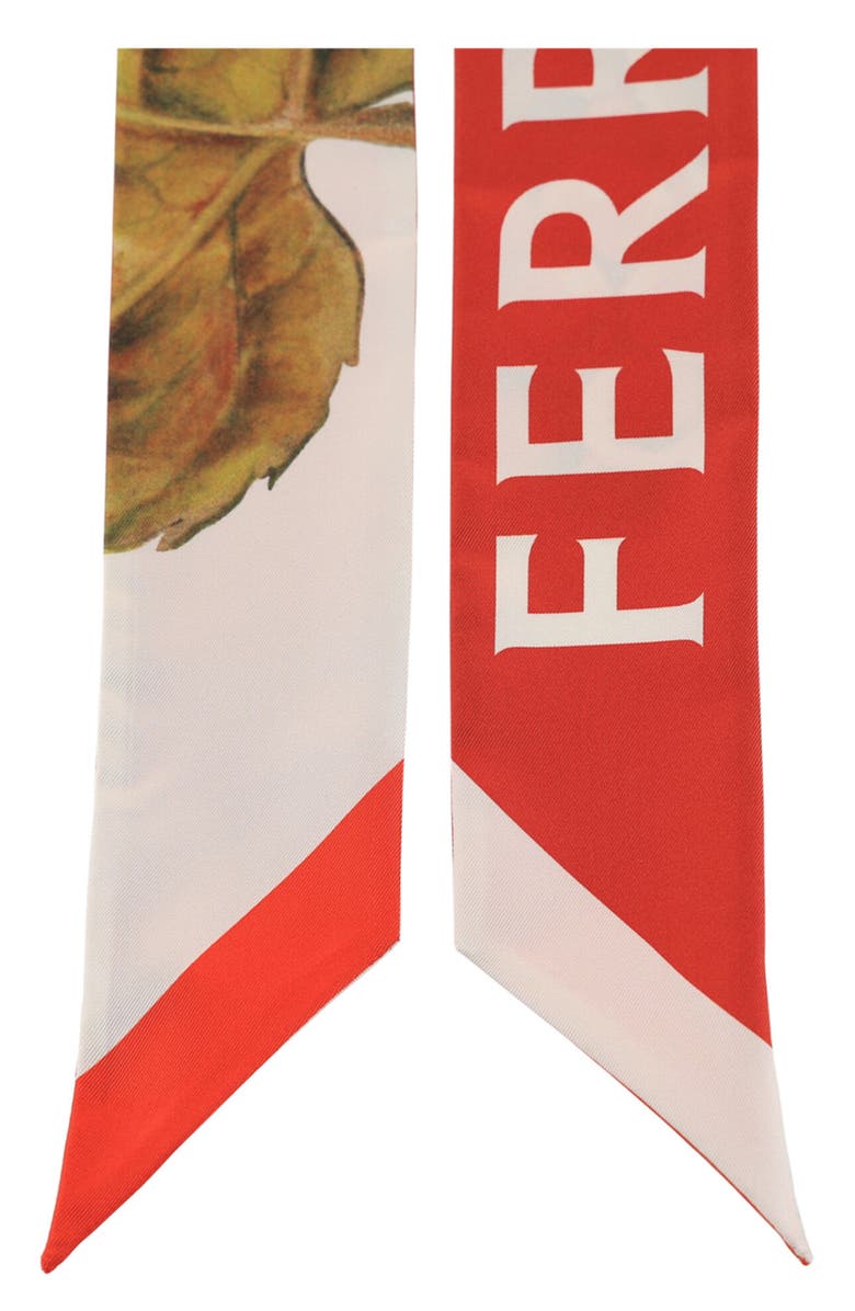 FERRAGAMO Skinny Silk Scarf, Alternate, color, White