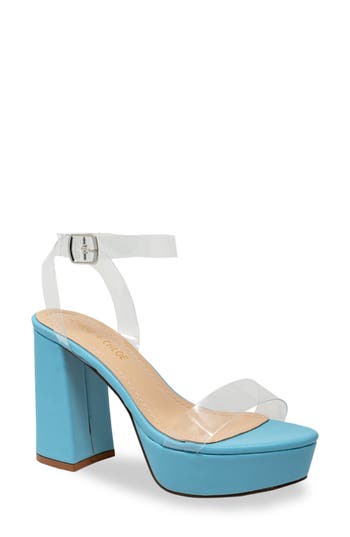 Chase & Chloe Chase And Chloe Hela Platform Sandal In Clear Blue