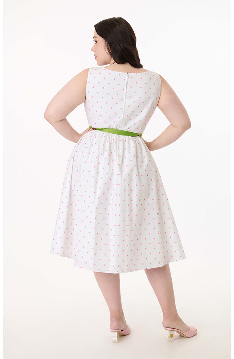 Smak Parlour Plus Size Tulip Pocket Swing Dress, Alternate, color, White & Pink