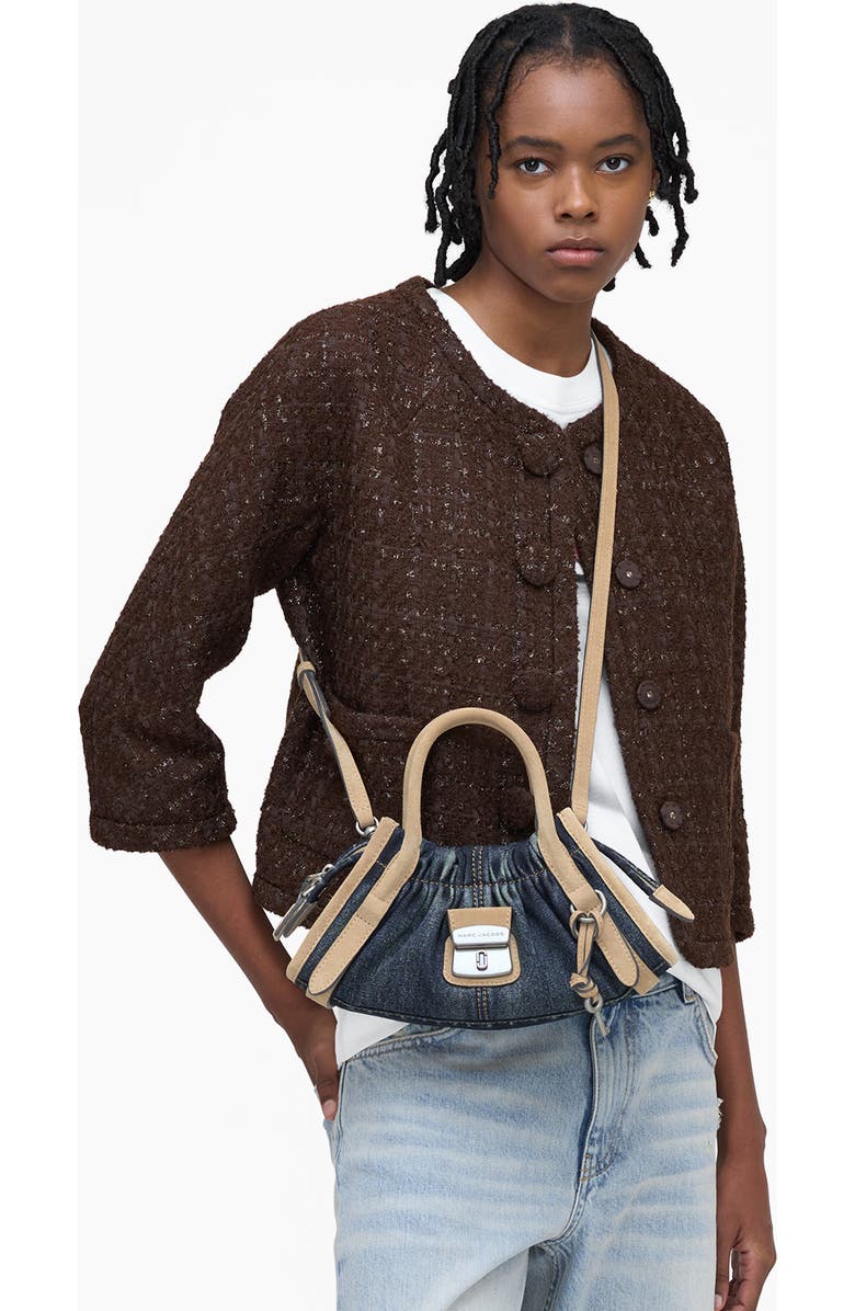 Marc Jacobs The Small Cristina Denim Suede Satchel, Alternate, color, Dark Wash Indigo