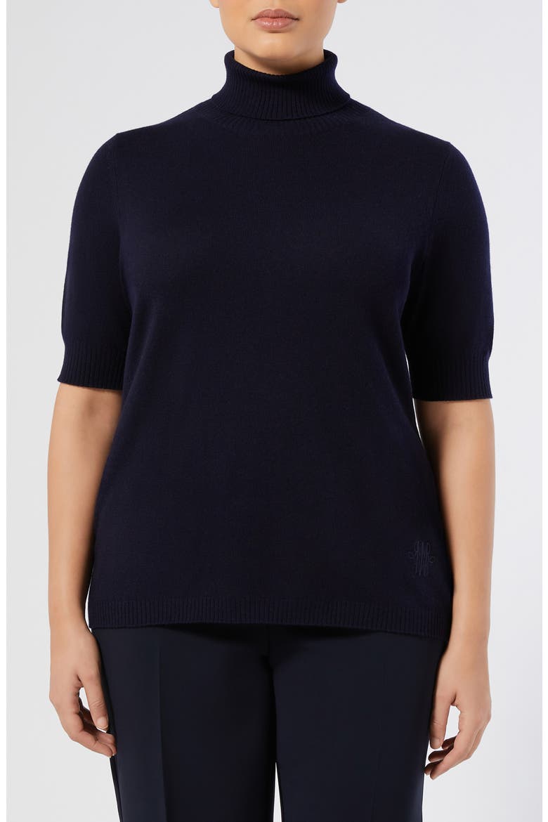 Nepal Turtleneck Short Sleeve Cashmere Sweater, Main, color, NAVY