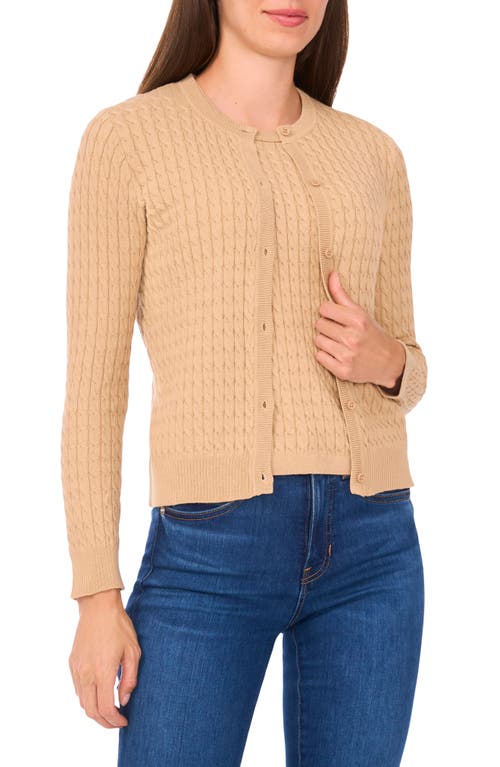 Halogenr Halogen(r) Cable Stitch Cotton Cardigan In Brown