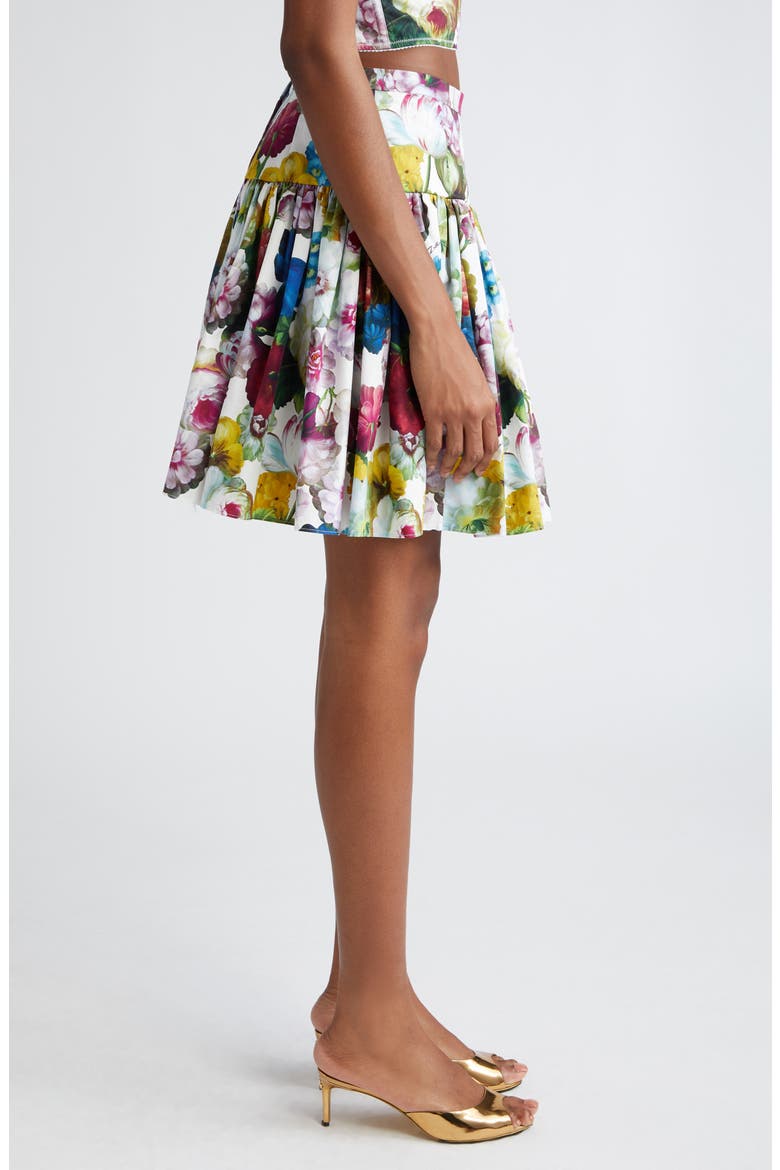Nocturnal Floral Print Pleated Cotton Poplin Skirt, Alternate, color, FIORE NOTTURNO