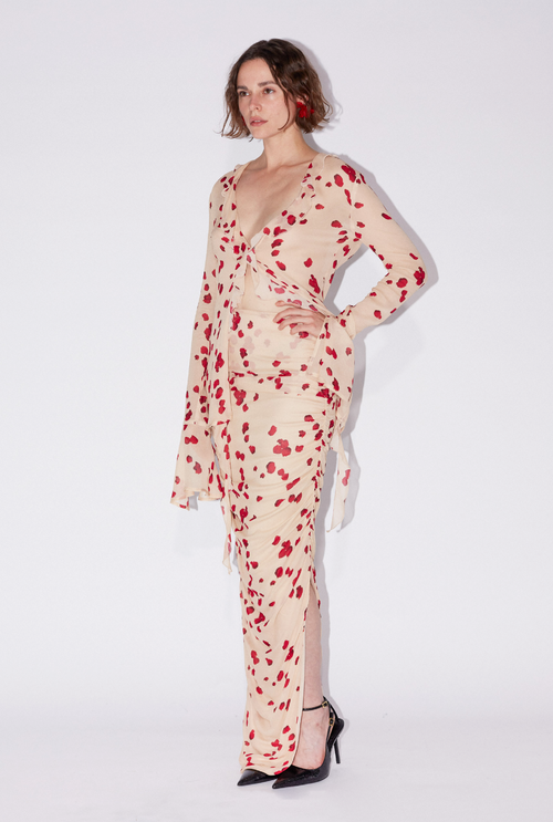 Saemdi Rose Chiffon Skirt In Nude Rose
