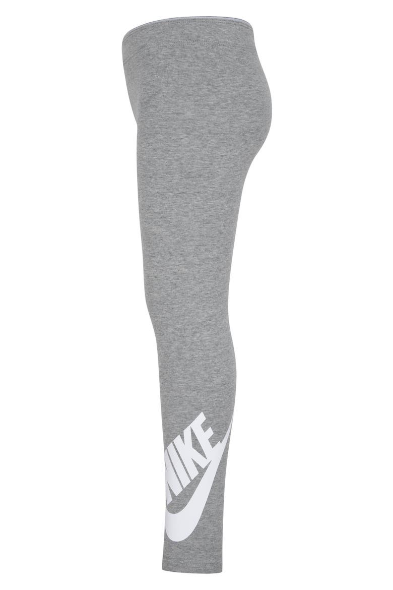 Kids' Swoosh Logo Leggings, Alternate, color, DARK ASH HEATHER