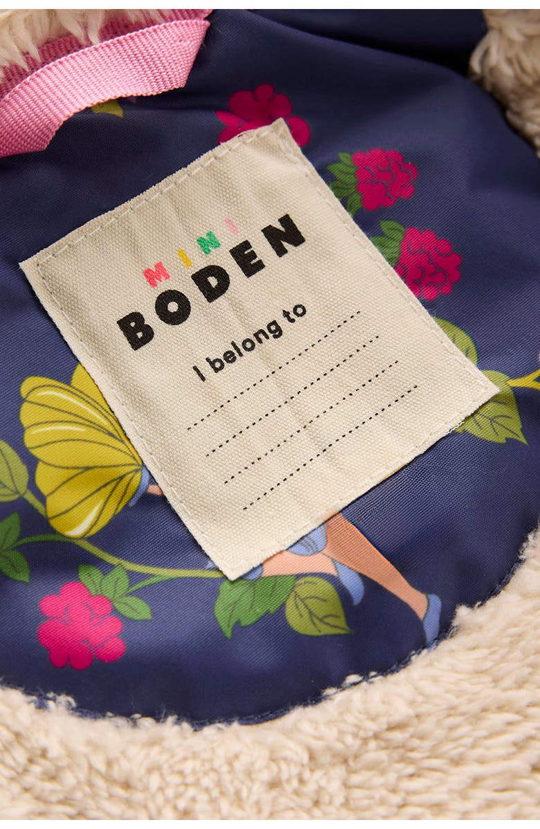 Mini Boden Kids' Graphic Hooded Coat, Alternate, color, Navy Fairies