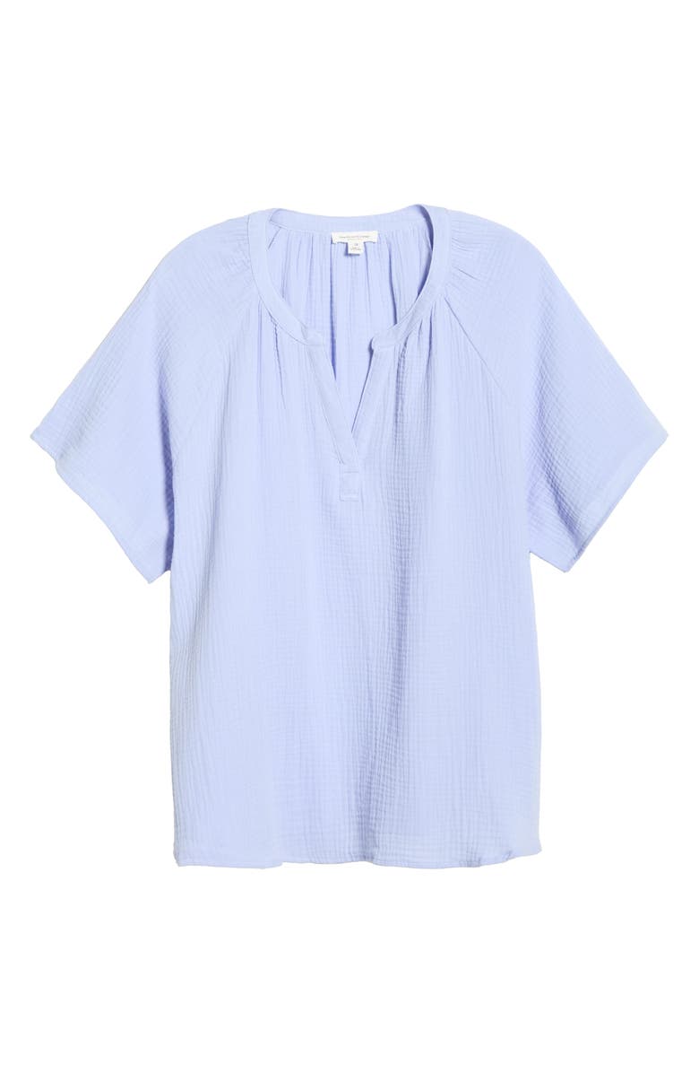 beachlunchlounge Artina Short Sleeve Blouse, Alternate, color, Light Denim