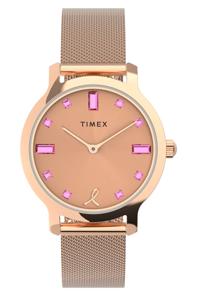 x BCRF Transcend Mesh Strap Watch, 36mm, Main, color, ROSE GOLD/ ROSE GOLD