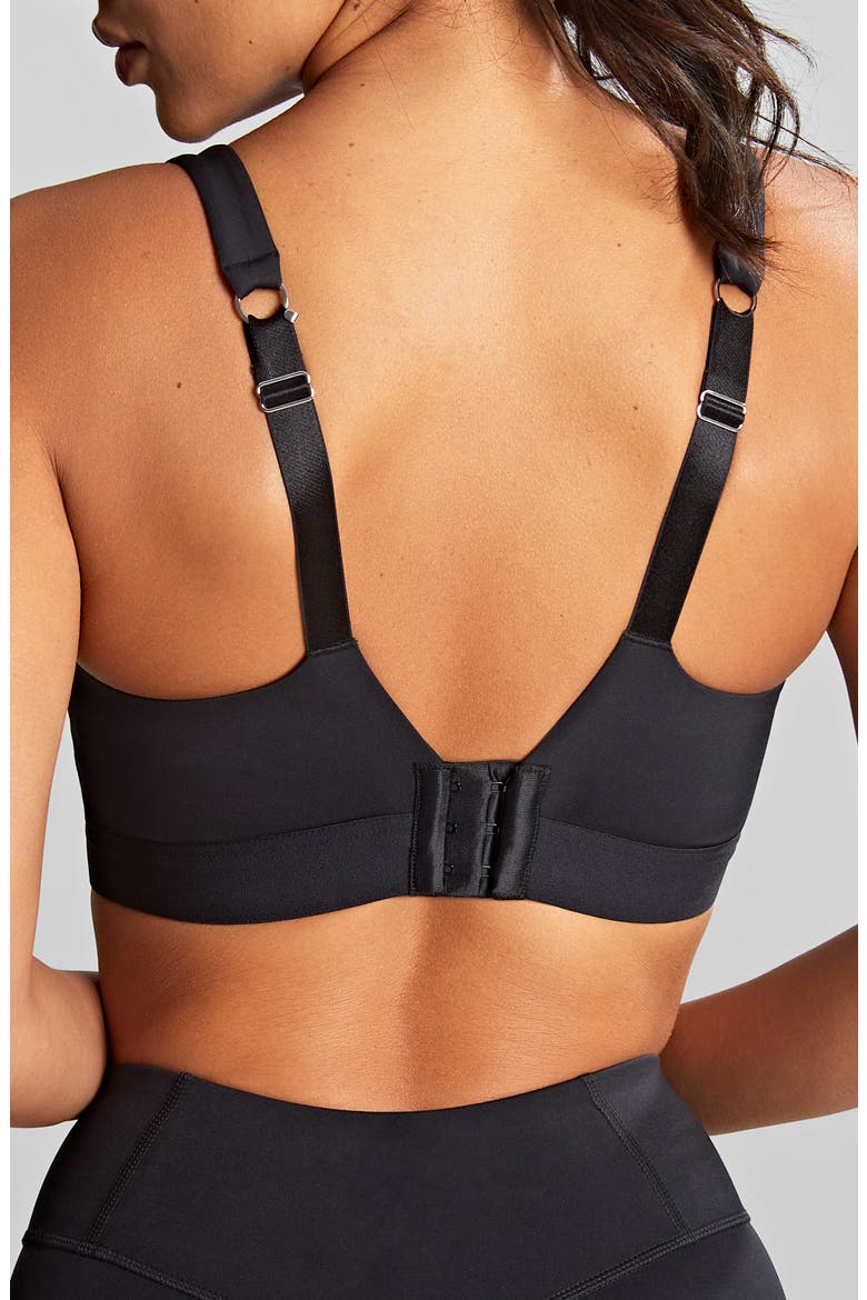 Endurance Underwire V-Neck Unlined Sports Bra, Alternate, color, BLACK