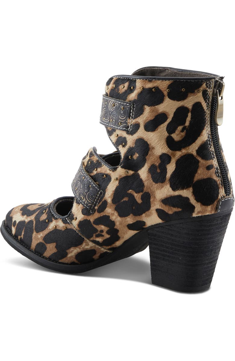 L'Artiste by Spring Step Leo Genuine Calf Hair Bootie, Alternate, color, Black/ Leopard Print Calf Hair