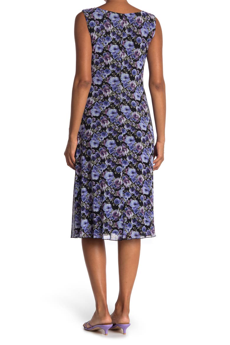 Floral Mesh Panel Dress, Alternate, color, PERIWINKLE