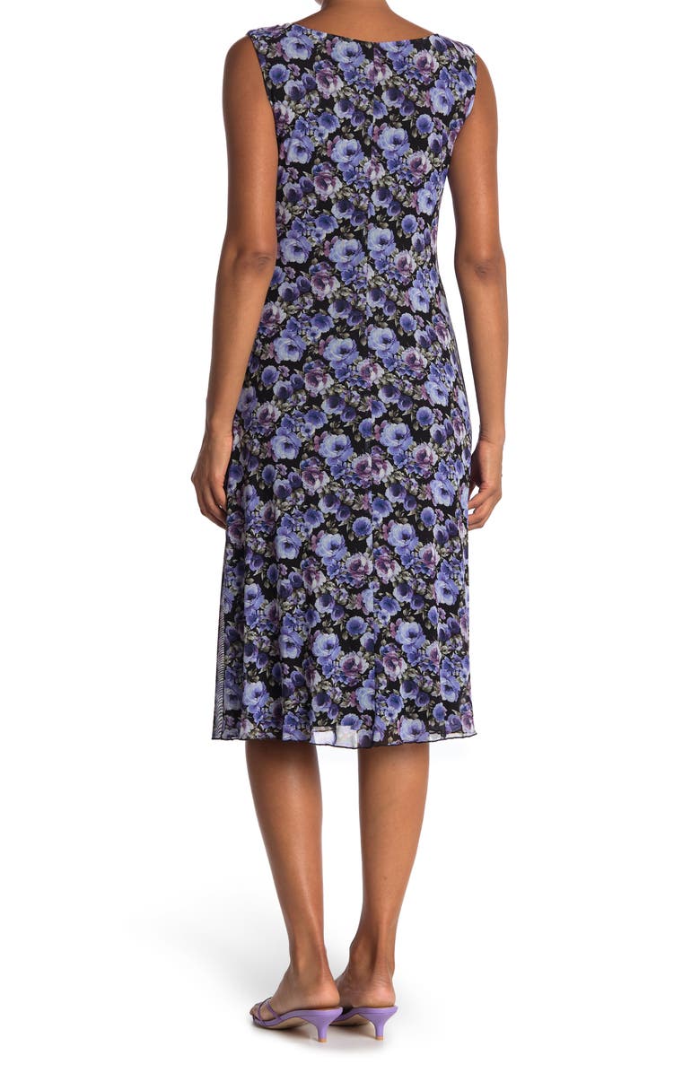 Connected Apparel Floral Mesh Panel Dress, Alternate, color, 